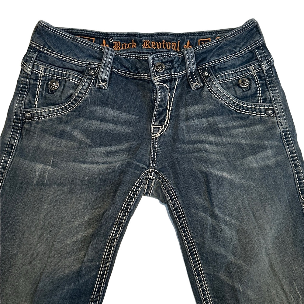 Rock Revival Blue Denim cut-off Shorts - Picture 3 of 6